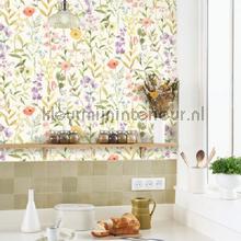 Fleurs des champs bouquet wallcovering Casadeco Vintage- Old wallpaper 