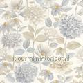 Dahlia beige lin papel de parede GADN87661834 flores Motivos