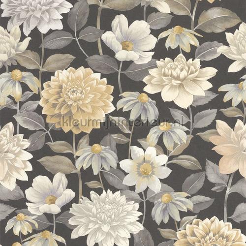 Dahlia noir fusain papel de parede GADN87669622 flores Casadeco