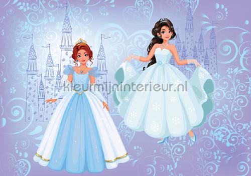 2 blue princesses and their castle fottobehaang Girls Kleurmijninterieur