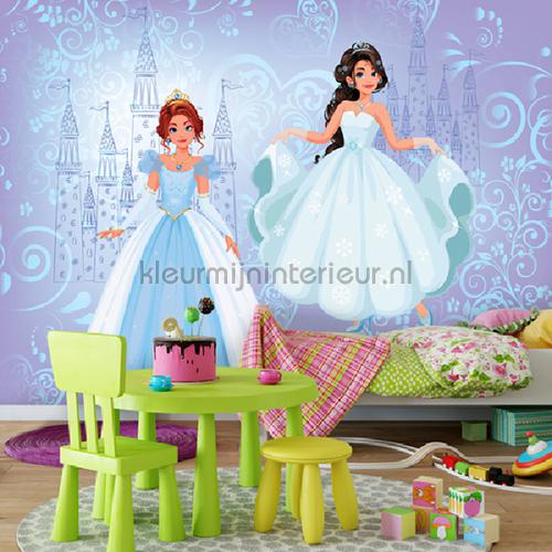 2 blue princesses and their castle fotomurales Girls Kleurmijninterieur