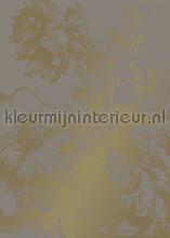 Engraved Flowers gold metalllic fotobehang Kek Amsterdam Gold Metallics MW-016