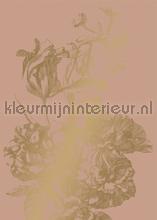 Engraved Flowers gold metalllic fotobehang Kek Amsterdam Gold Metallics MW-022