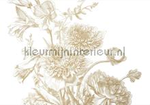 Engraved Flowers gold metalllic fotomurali Kek Amsterdam Gold Metallics MW-030