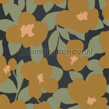 Flower power camel wallcovering Casadeco Vintage- Old wallpaper 