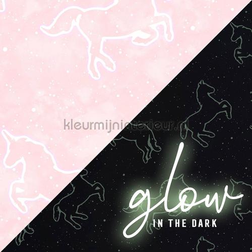 Illumicorn Pink Glow in The Dark tapet 107645 dyr Noordwand