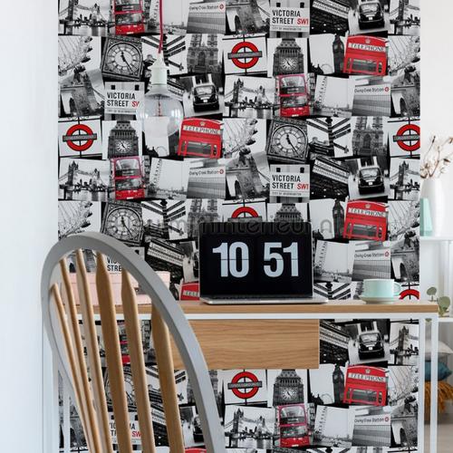 Fresco London Montage Black Red tapet 50-841 Kids@home Individual Noordwand