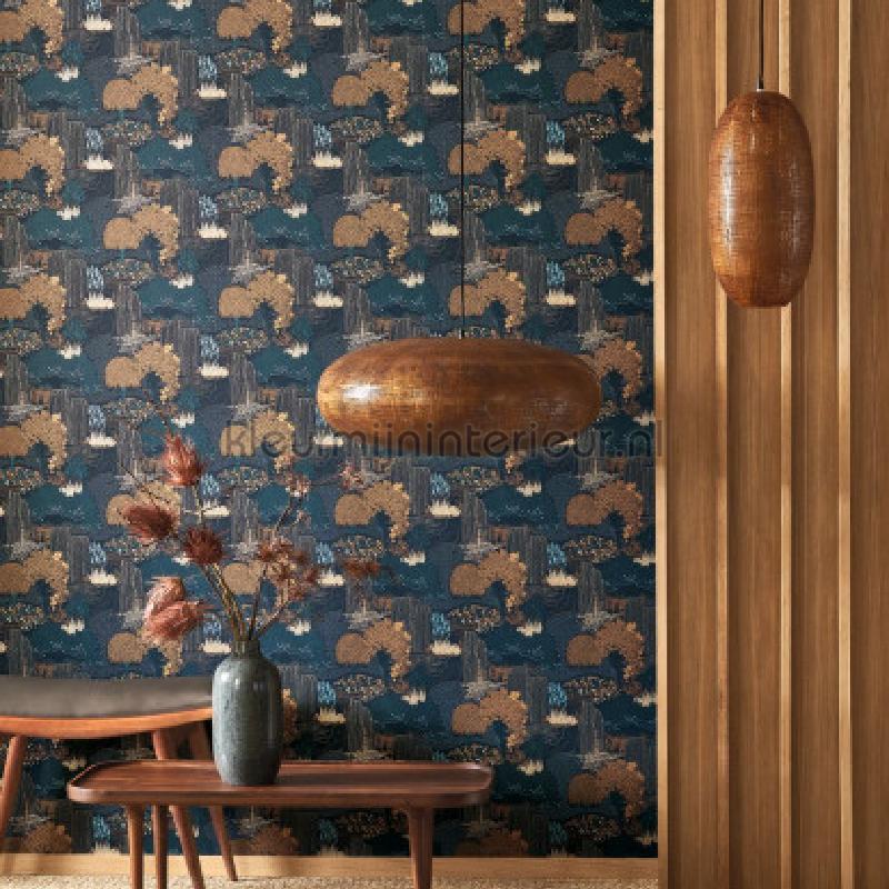 Niwa bleu encre behang KYTO88726759 Exotisch Casadeco