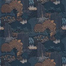 Niwa bleu encre behang Casadeco Exotisch 