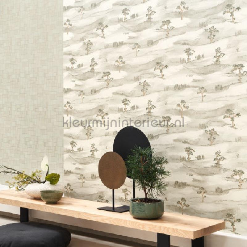 Mokuso vert lichen behang KYTO88747199 Exotisch Casadeco