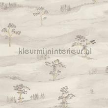 Mokuso gris plume behang KYTO88749053 Exotisch Casadeco