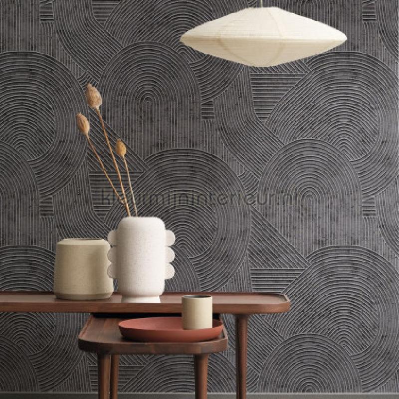 Jardin des pierres anthracite behang KYTO88759999 Exotisch Casadeco