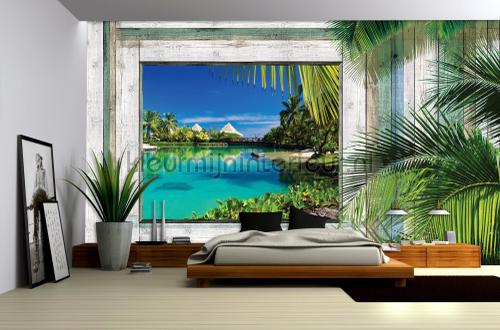 Rustic look at sea cottages fotobehang Zon - Zee - Strand Kleurmijninterieur