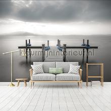 Pier in grey colors papier murales Landscape Kleurmijninterieur