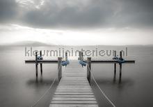 Pier in grey colors papier murales Landscape Kleurmijninterieur