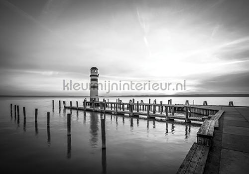 Lighthouse in black and white fototapet Sol - Hav - Strand Kleurmijninterieur