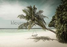 Beach with palms and chair in pastel colours fottobehaang Kleurmijninterieur Alle-ploatjes