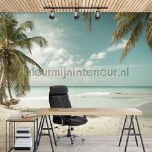 Beach with palms in pastel colours fotomurales Landscape Kleurmijninterieur