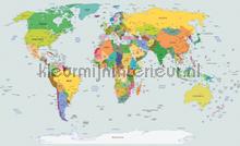 Worldmap coloured fototapet Kleurmijninterieur verdenskort 