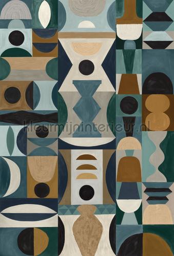 Modelage bleu celadon photomural 75564282 Mural room set photo's Casamance