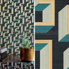 Detour gold teal behaang Arte Marqueterie 72703