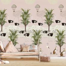 Ostrich jungle pink fotomurais Behang Expresse telhas 