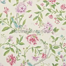 Porcelain garden Magenta Leaf Green carta da parati Sanderson Vintage Vecchia 