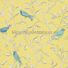 Finches Yellow tapet Sanderson urban 