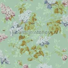 Sommerville Mint Plum papel de parede Sanderson quadrado 