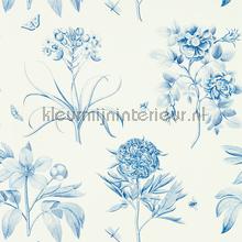 Etchings and roses China Blue papier peint Sanderson stress 