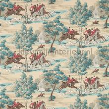 Tally ho Teal Ruby tapet Sanderson Vintage Gamle 