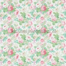 Chelsea Pink Celadon papel de parede Sanderson quadrado 