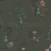 Chinese Porcelain Donkergroen wallcovering Eijffinger Vintage- Old wallpaper 