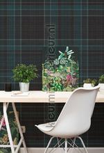 Schotse ruit blauw grijs photomural Behang Expresse world maps 