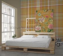 Schotse ruit oker photomural Behang Expresse world maps 