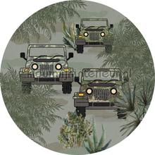 Bush drive green cirkel 75cm fotobehang Behang Expresse kinderkamer jongens 