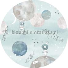 Too the moooon blue cirkel 75cm wallstickers Behang Expresse Sofie en Junar INK331