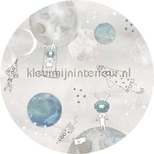 Too the moooon grey cirkel 75cm wallstickers Behang Expresse Sofie en Junar INK332