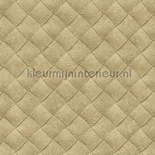 Leather patchwork warm beige behang Hookedonwalls Modern Abstract 