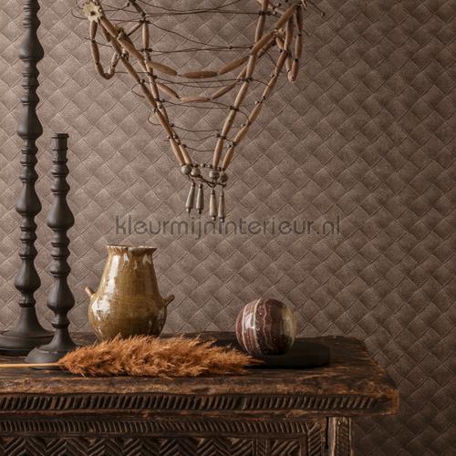 Leather patchwork antracite wallcovering TA25075 Modern - Abstract Hookedonwalls