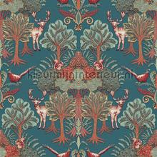 Nordic deer frorest Petrol behang Dutch Wallcoverings klassiek 