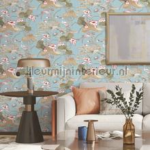 Lotus pond Greyish papel pintado Dutch Wallcoverings Vendimia Viejo 