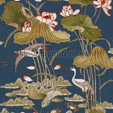Lotus pond Darkblue behang Dutch Wallcoverings romantisch 