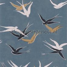 Swallow bleu orage behang Casadeco Modern Abstract 