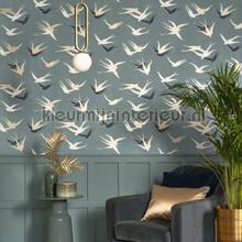 Swallow vert sauge wallcovering Casadeco Vintage- Old wallpaper 