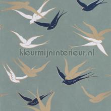 Swallow vert sauge behang Casadeco Modern Abstract 