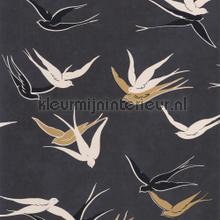 Swallow noir reglisse papel pintado Casadeco Vendimia Viejo 