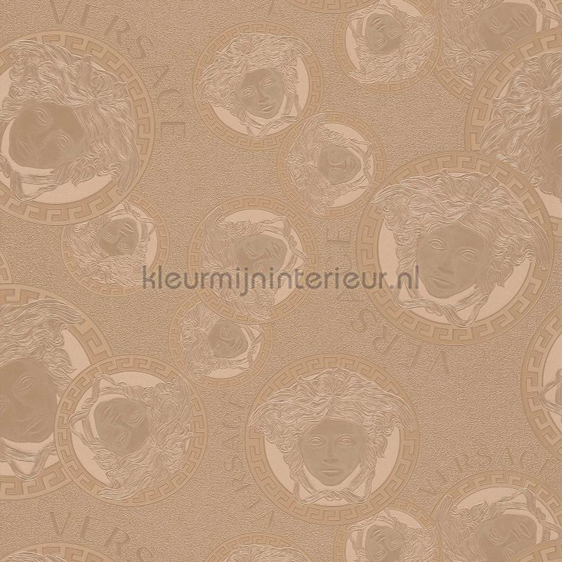 Medusa-muster-kupfer-metallic behang 384612 klassiek Versace wallpaper