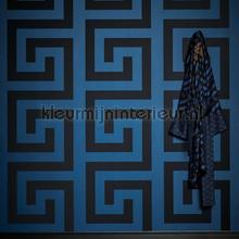 Griechischer-schluessel-blau-schwarz behang 386093 klassiek Versace wallpaper