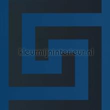 Griechischer-schluessel-blau-schwarz wallcovering Versace wallpaper Vintage- Old wallpaper 